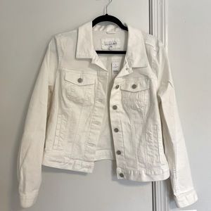 Loft white denim jacket - size L - NWT